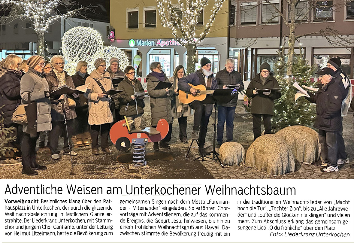 Bericht Schwäpo -Singen unterm Weihnachtsbaum